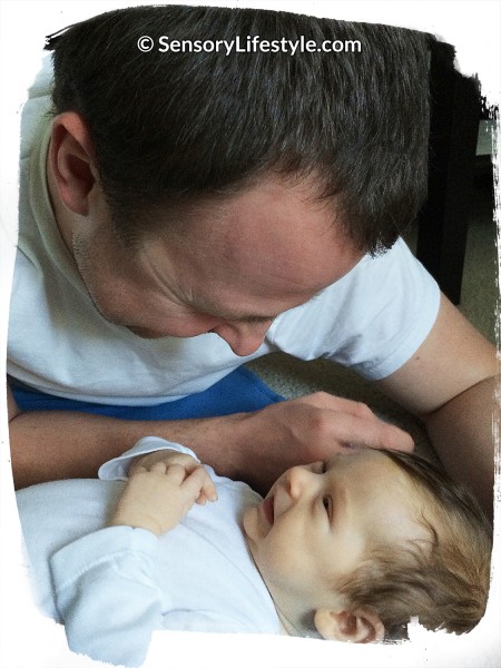 Activities for newborn: Daddy talking with Josh