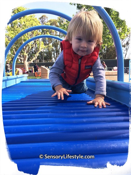 Magical Bridge Playground - Josh inside roller table