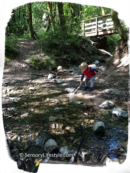 15 month toddler activity: Playing in the river