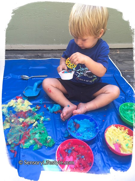 17 month old toddler activities: Mashed potatoes fun