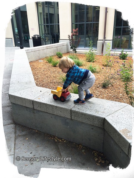 17 month old toddler activities: Truck on the fence