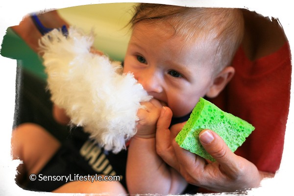 4 month old baby activates: Josh tasting objects