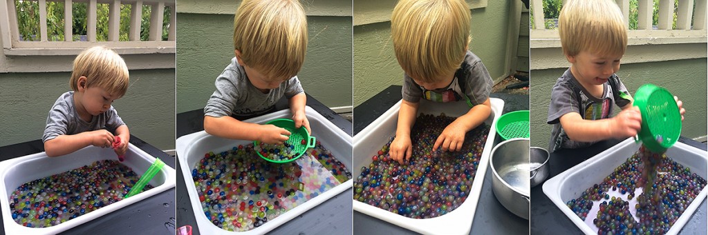 19 month old toddler activities: Josh with water beads