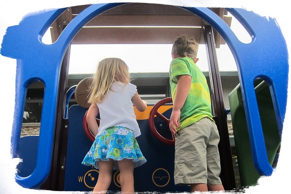 Playground benefits: Kids driving on playground