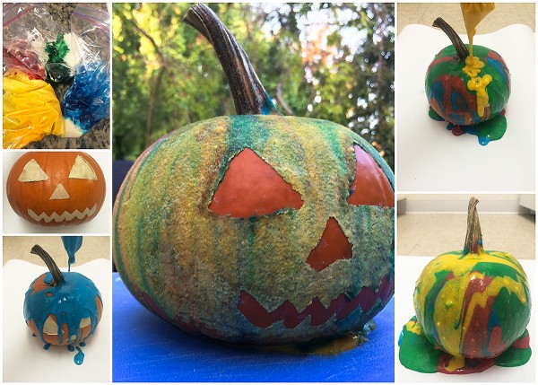 Halloween activities: Drip paint pumpkin