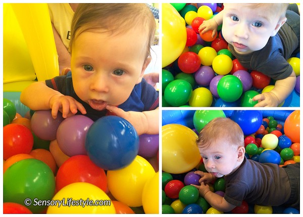 5 month old baby activities: Ball pit fun