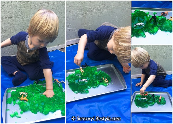 21 month toddler activities: Jello & animals