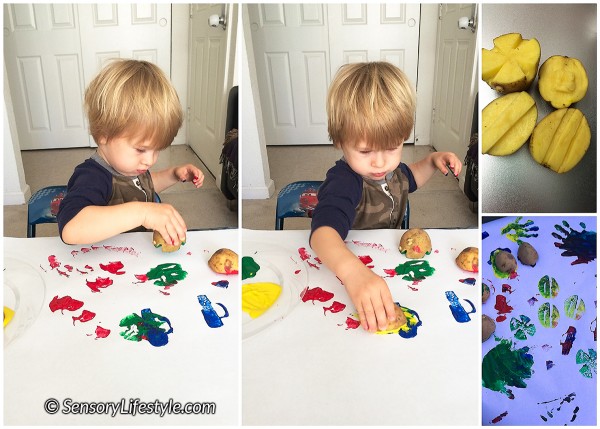 20 month toddler activities: potato stamping