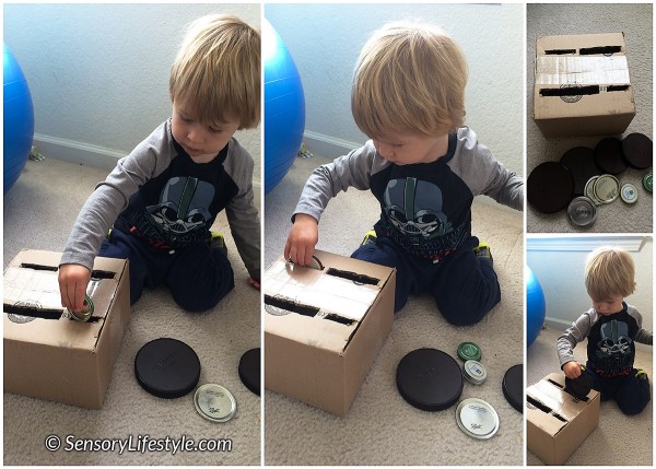20 month toddler activities: sorting lids