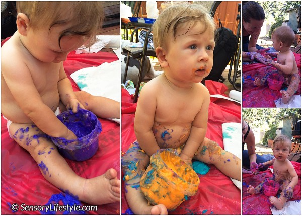 7 month baby activity: Messy paint