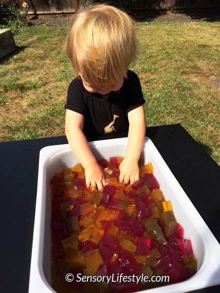 12 month old baby activities: Gelatin play at 12 month