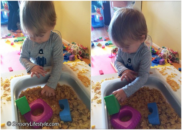 13 month toddler activities: Cornflakes