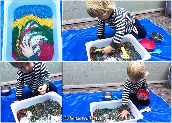 22 month toddler activities: Play with rice