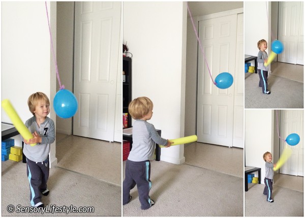 22 month toddler activities: Suspended balloon play