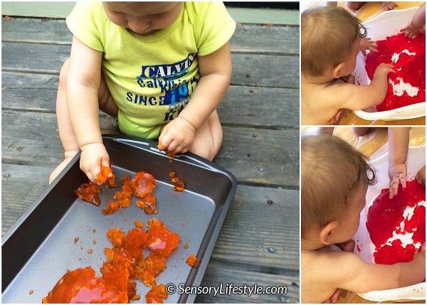 9 month old baby activities: Jello play