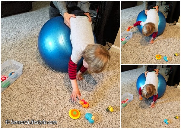 24 month toddler activities: Therapy ball fun