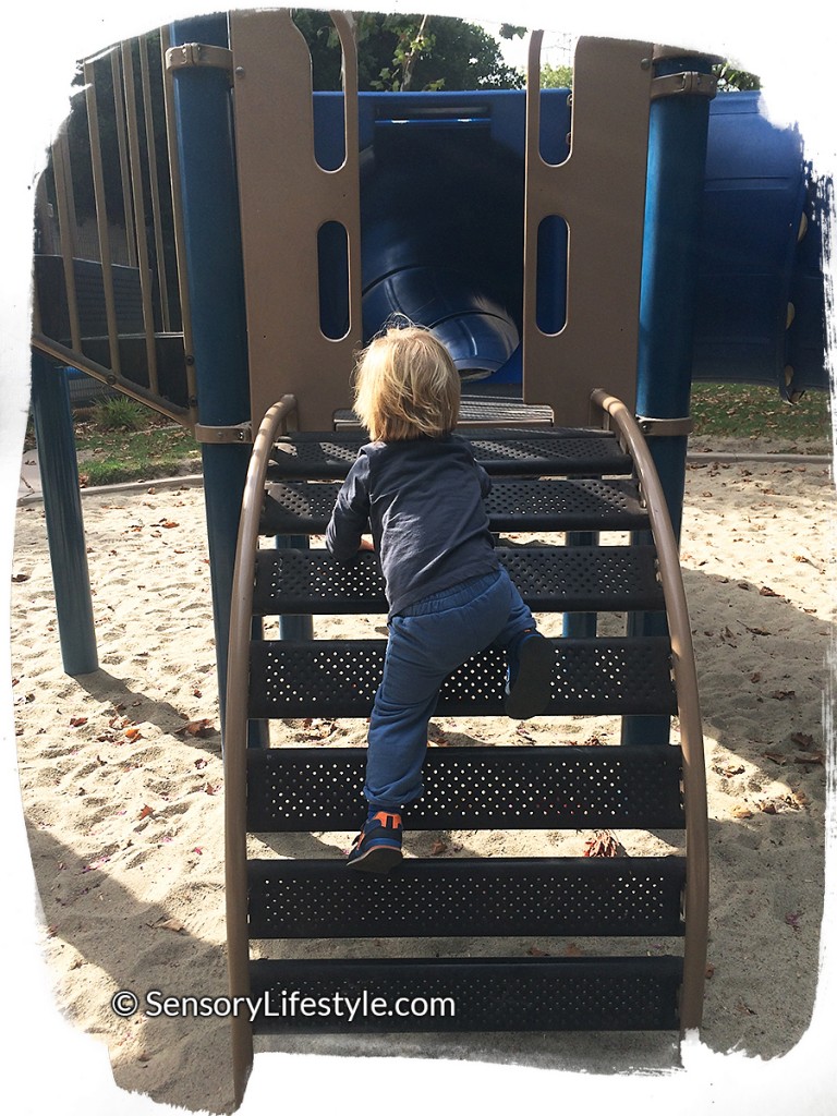 Josh climbing on a ladder