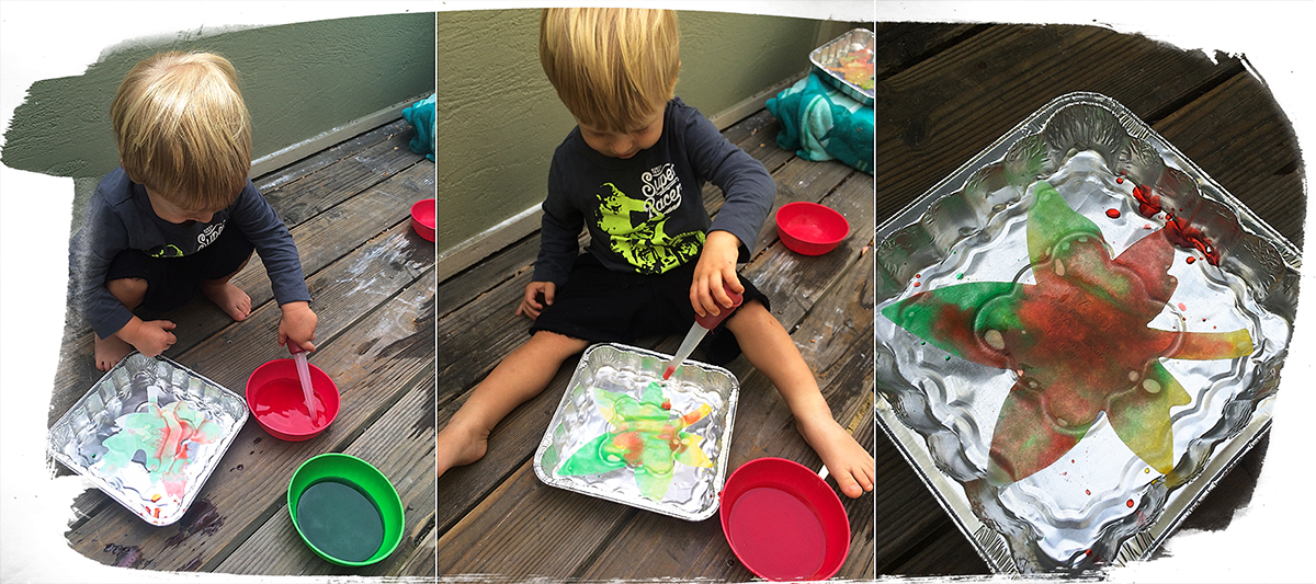 19 month old toddler activities: Painting with baster