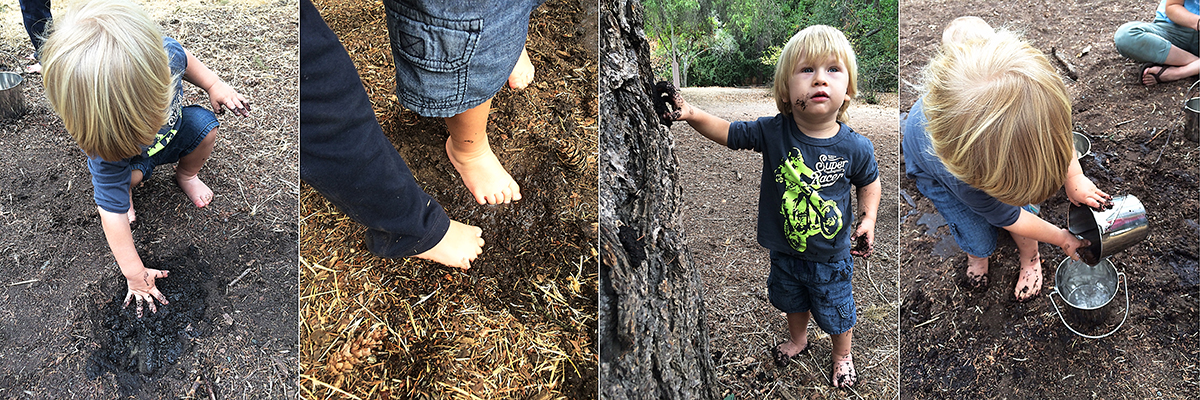 19 month old toddler activities: Playing in the mud