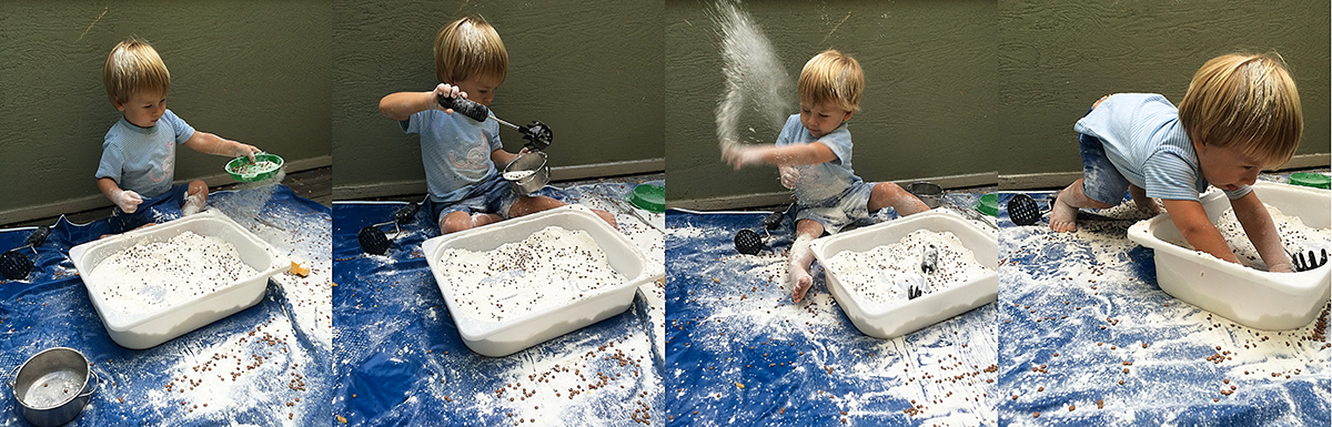 19 month old toddler activities: Playing with flour