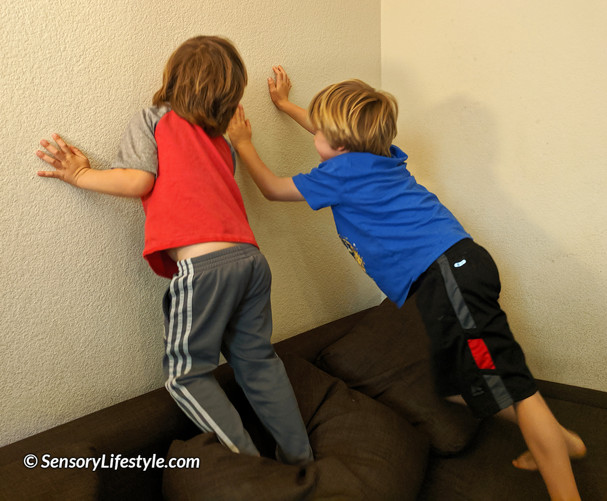 Activities for kids at home: push down the wall